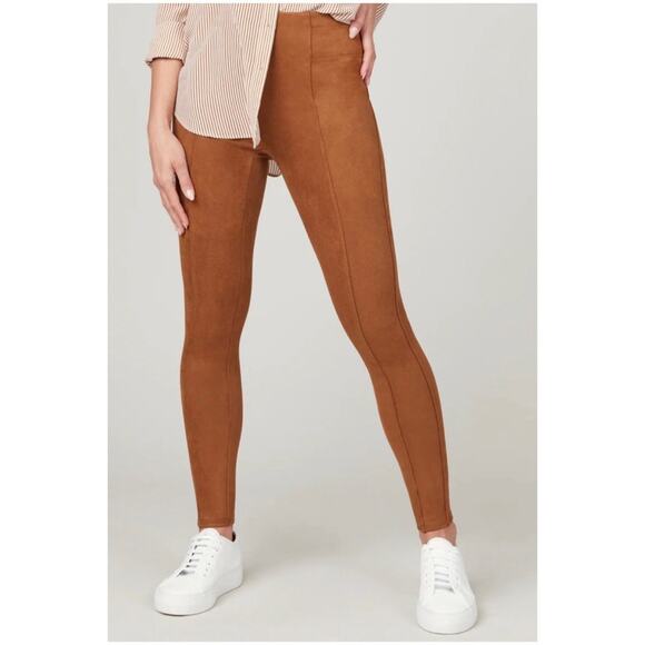Spanx Women’s S NWT Tan Faux Suede High Rise Leggings Pants Ankle Tummy Control - Picture 1 of 12
